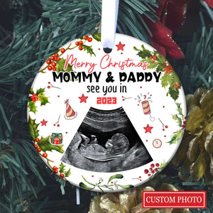 Personalized Gift For Future Mommy & Daddy See You In 2023 Ceramic Ornament