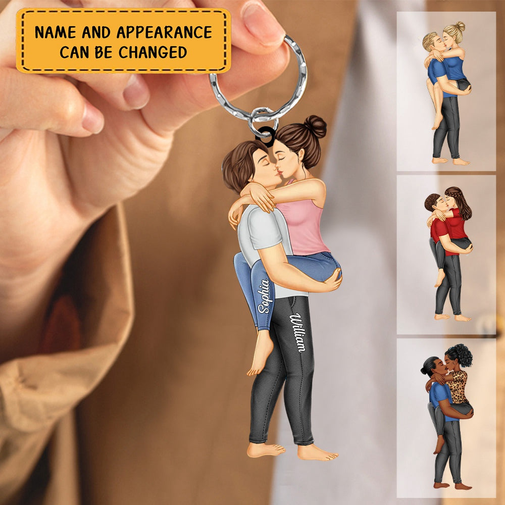 Couple Kissing - Personalized Cutout  Acrylic Keychain - Gift For Couples