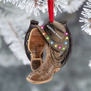 Cowboy For God - Personalized Christmas Ornament -Cowboy Boots Hat And Lasso