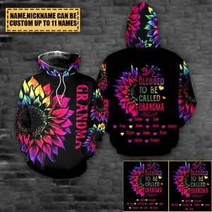 Grandma Kid Sunflower Hoodie -Personalized All Over Print Hoodie