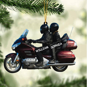 Personalized Biker Couple Motorcycle Ornament, Christmas Gift For Couple