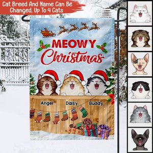 Happy Pawlidays Cat Personalized Garden Flag