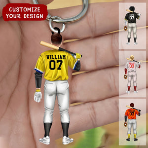 Personalized Baseball Player Acrylic Keychain - Gift For Baseball Lover