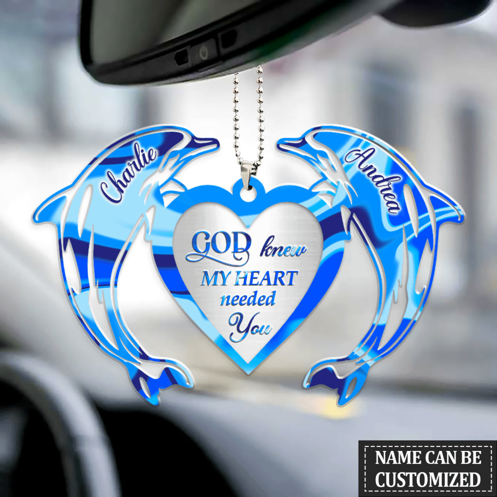 Personalized Dolphin Couple God Knew My Heart Ornament