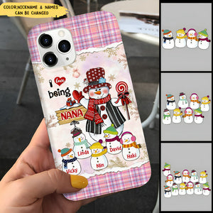 Christmas Snowman Nana Mom with Little Kids Personalized Phone Case
