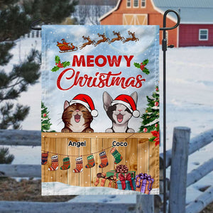 Happy Pawlidays Cat Personalized Garden Flag
