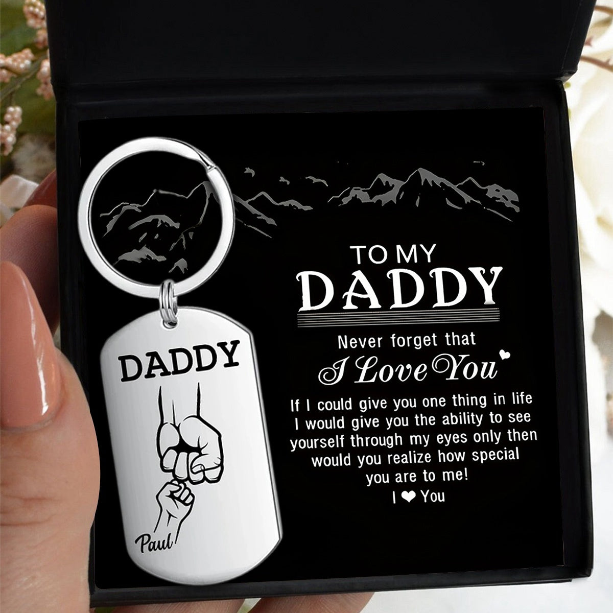 To My Daddy -Personalized Aluminum Keychain Gift for Daddy