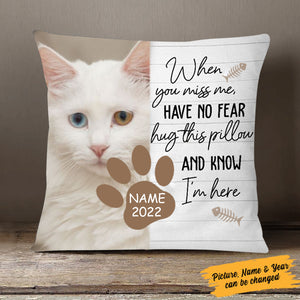 Personalized Pet Memorial Pillowcase, When You Miss Me, Custom Cat Lovers Gift, Cat Mom, Cat Dad Photo Gift