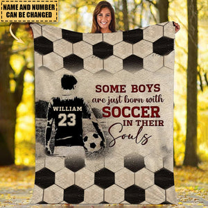 PERSONALIZED SOME BOYS/GIRLS ARE IJUST BORN WTH SOCCER BLANKET, SOCCER IN THEIR SOUL