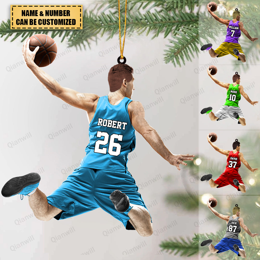 Personalized Basketball Player Christmas Acrylic Ornament