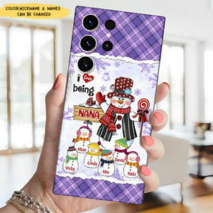 Christmas Snowman Nana Mom with Little Kids Personalized Phone Case