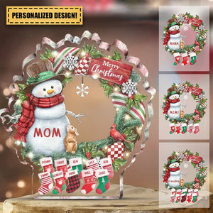 Custom Personalized Grandma Mom Snowman Christmas Acrylic Plaque