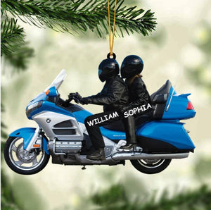 Personalized Biker Couple Motorcycle Ornament, Christmas Gift For Couple