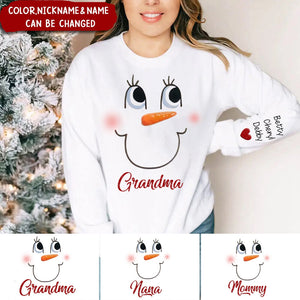 Cute Snow my Grandma Mom Little Heart Kids Personalized Christmas Sweatshirt