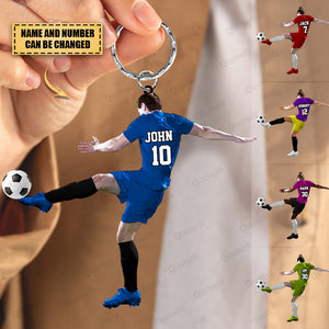 Personalized Soccer Player Christmas Acrylic Keychain - Great Gift For Soccer Lovers