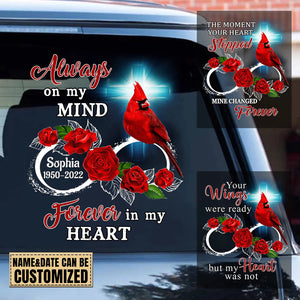 PERSONALIZED FAMILY LOSS CARDINAL ROSE INFINITE LOVE DECAL MEMORIAL GIFT