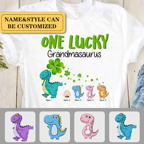 One Lucky Grandmasaurus Irish Grandma - Personalized Shirts