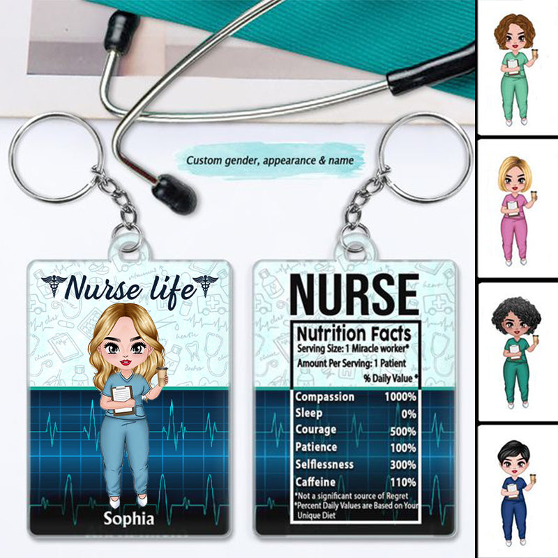 Nurse Nutrition Facts - Gift For Nurses - Personalized Custom Keychain
