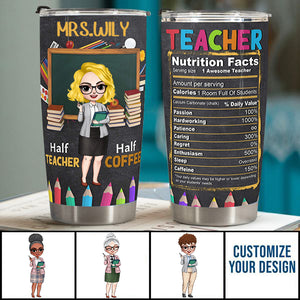 Teacher Nutrition Facts - Personalized Tumbler Cup