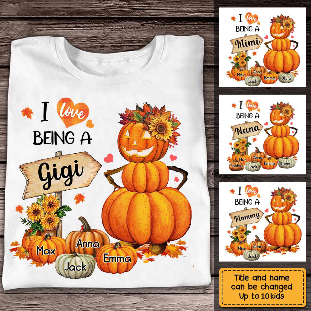 Pesonalized Fall Grandma Pumpkin T Shirt