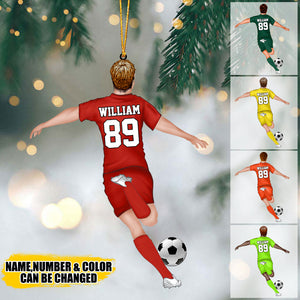 Personalized Soccer Player Christmas Acrylic Ornament