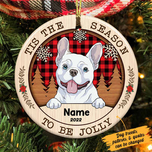 Wonderful Time Christmas Dog Circle Ornament (Porcelain)