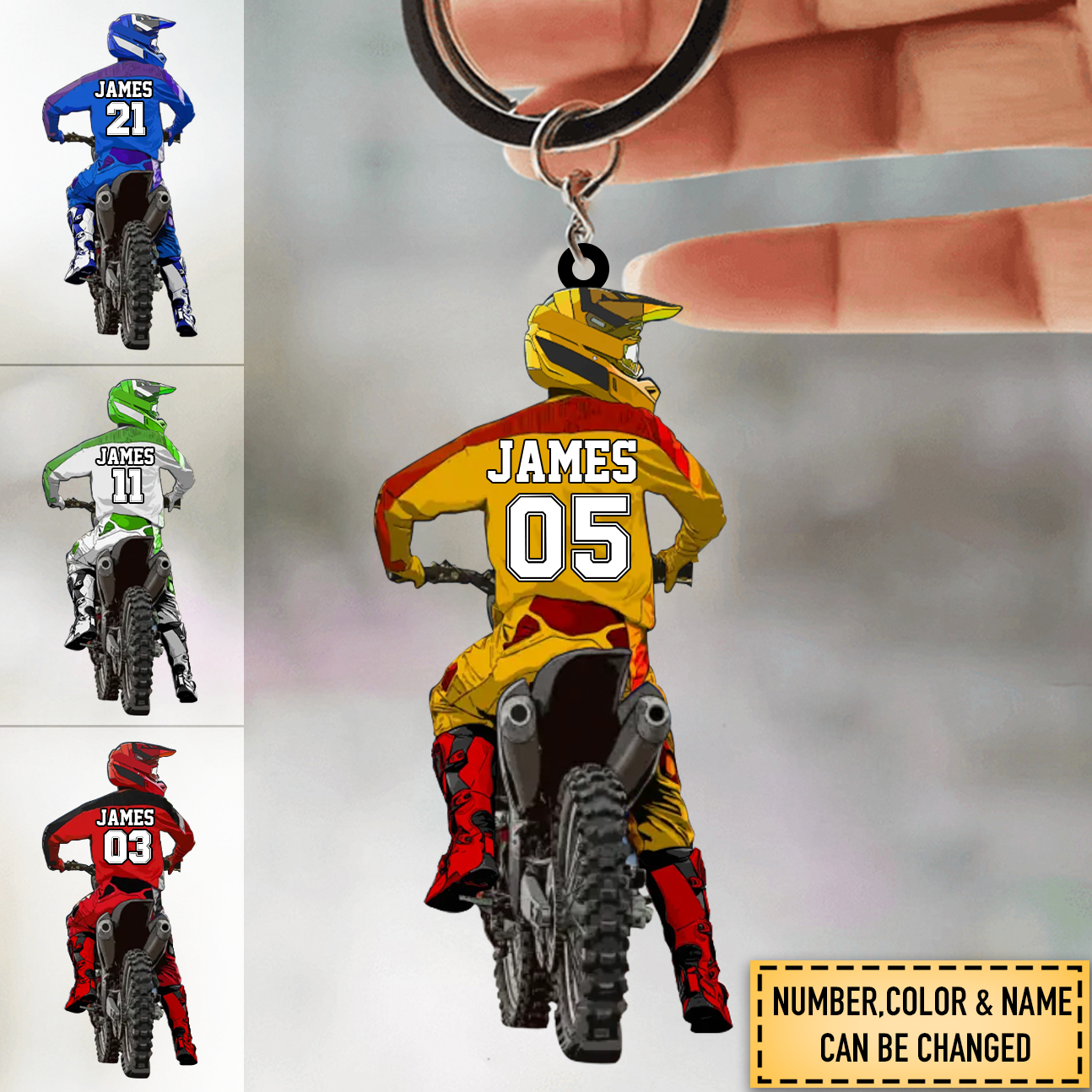 Custom Personalized Motocross Acrylic Keychain