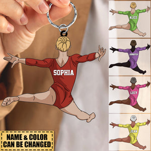 Gymnastics Keychain Girl Split Leap - Personalized Sport Gift