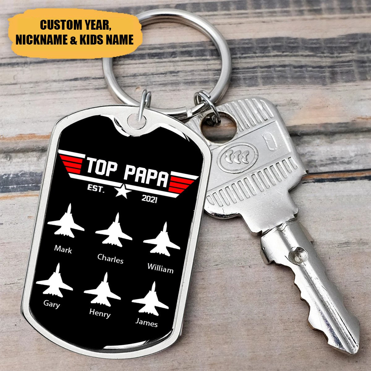 Personalized Top Papa Aluminum Keychain,Father's Day Gift
