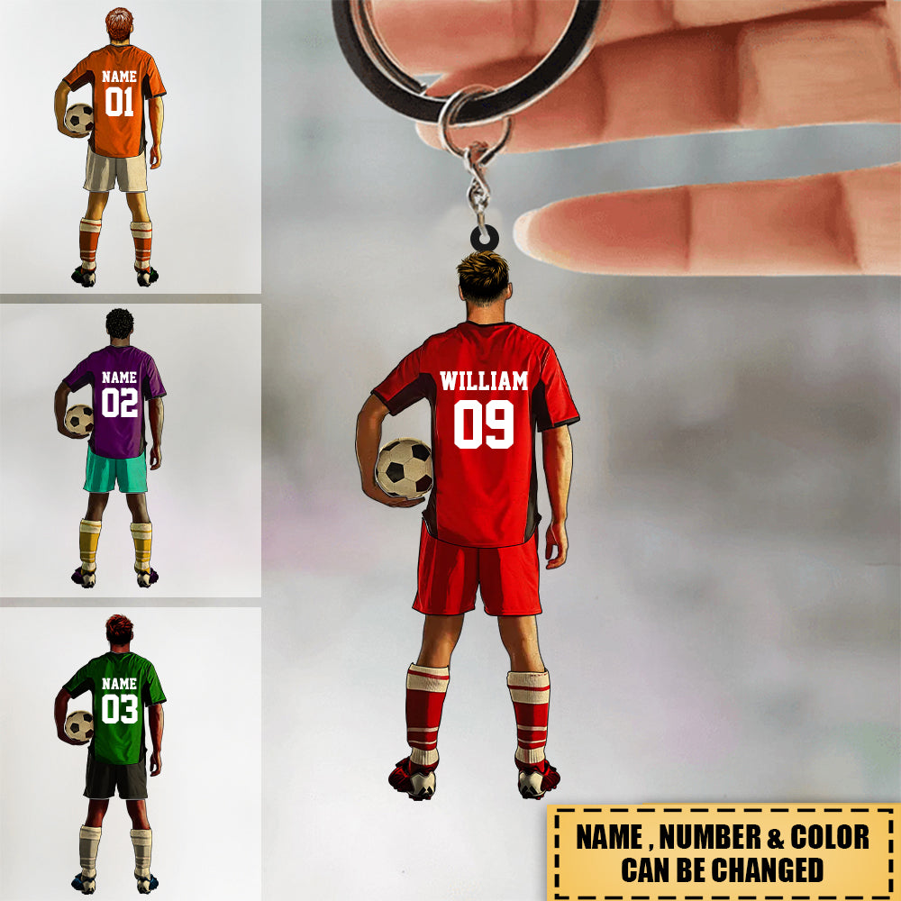 Personalized Soccer Boy Player Acrylic Keychain - Gifts For Soccer Lover