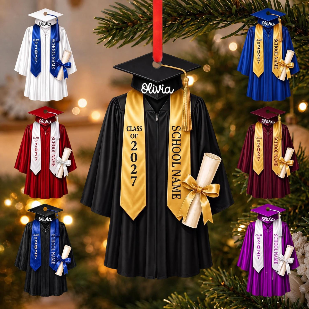 Personalized Graduation Gown Ornament, Graduate Christmas Tree Decor