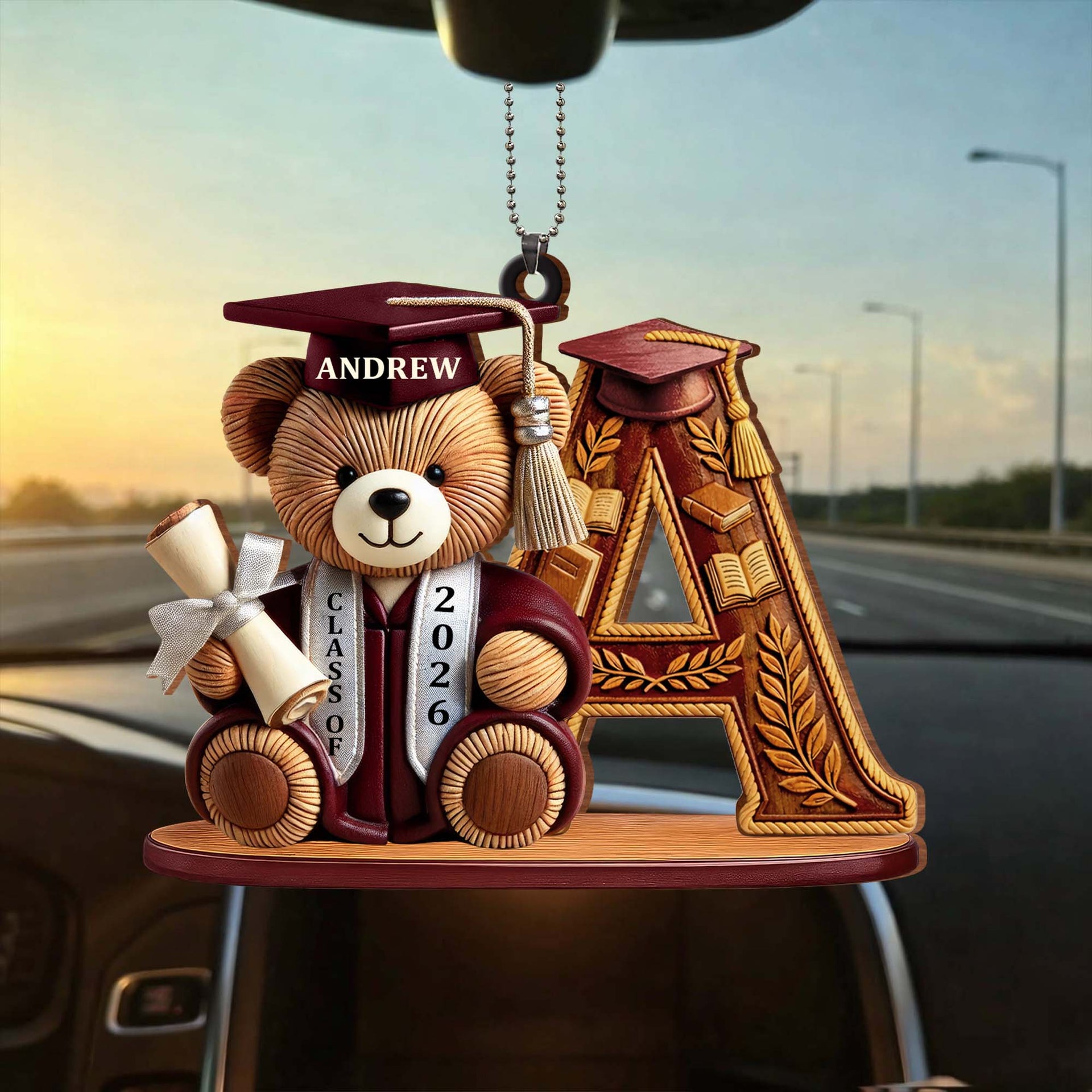 Personalized Class Of Graduation Bear Ornament, Gift For Grads