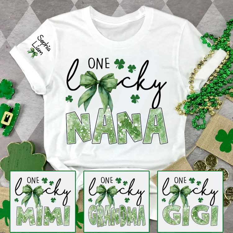 One Lucky Nana Shirt for St Patrick’s Day, Personalized Grandma Shamrock Clover T Shirt