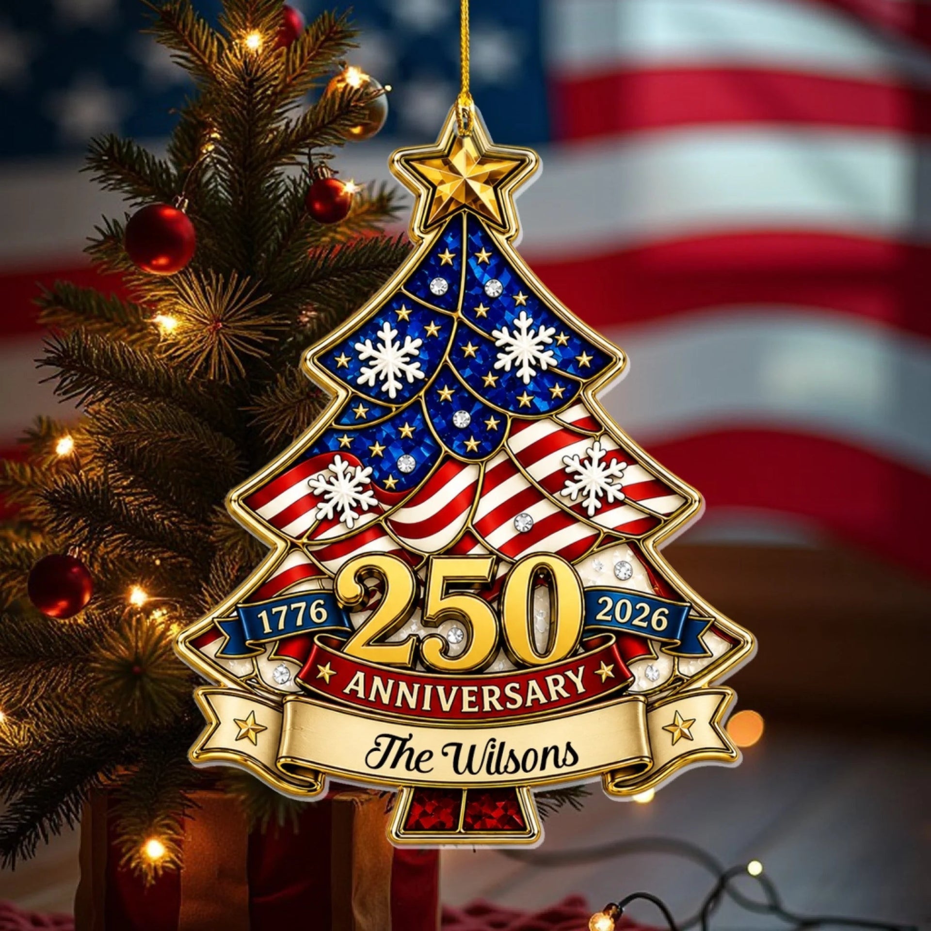 Proudly American Since 1776 - Personalized Acrylic Ornament
