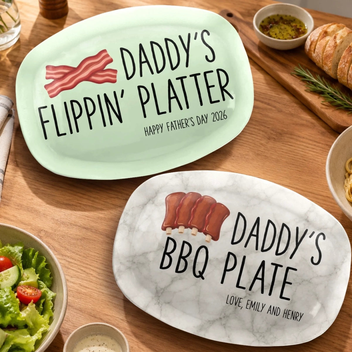 Dad Serves Love Daily - Personalized BBQ Grilling Plate