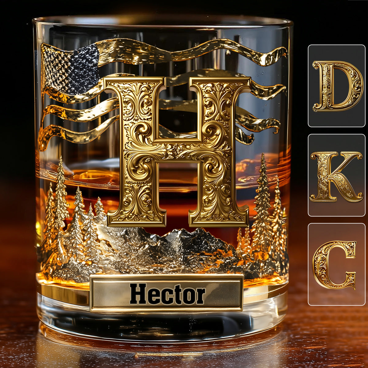 SAURON Personalized Alphabet Initial Whiskey Glass
