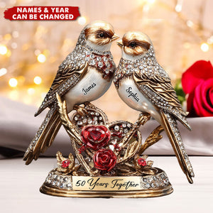 Lovebirds Couple Anniversary Gift - Personalized Couple Custom Shaped Acrylic Plaque