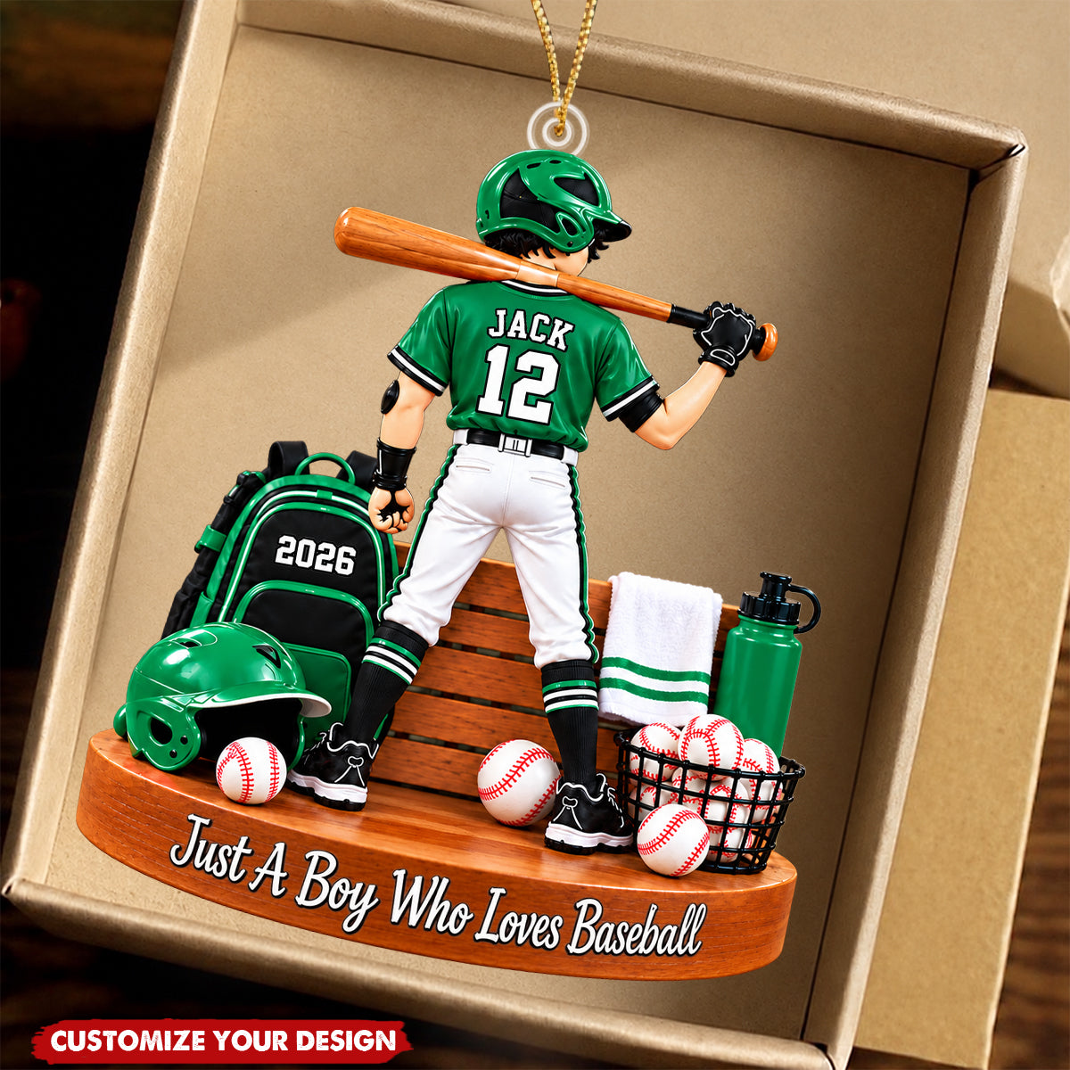 Just A Boy Who Loves Baseball Ornament, Personalized Baseball Ornament