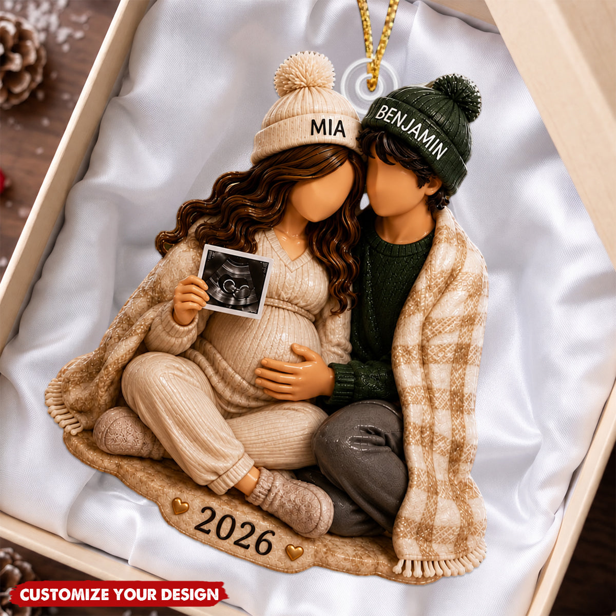 Personalized Pregnancy Christmas Acrylic Ornament, Expecting Parents Baby Keepsake