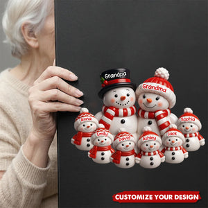 3D Effect Cute Snowman Family Christmas Decor Personalized Decal