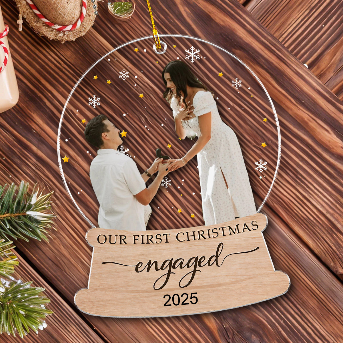 First Christmas Married - Custom Photo Couple Ornament