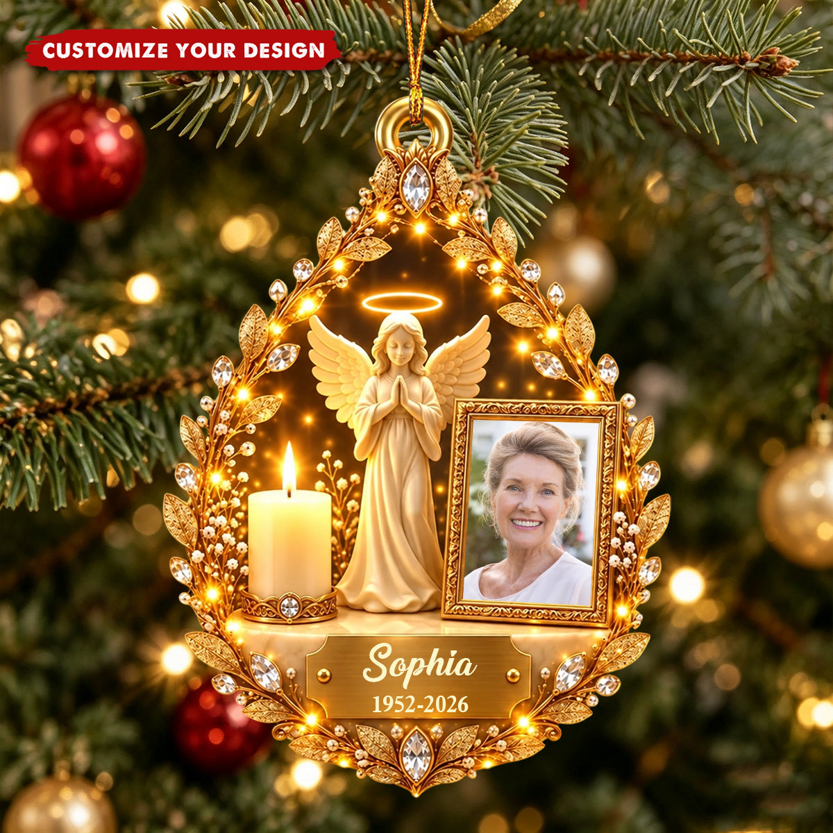 Personalized Guardian Angel Photo Memorial Ornament, Heartfelt Sympathy Gift