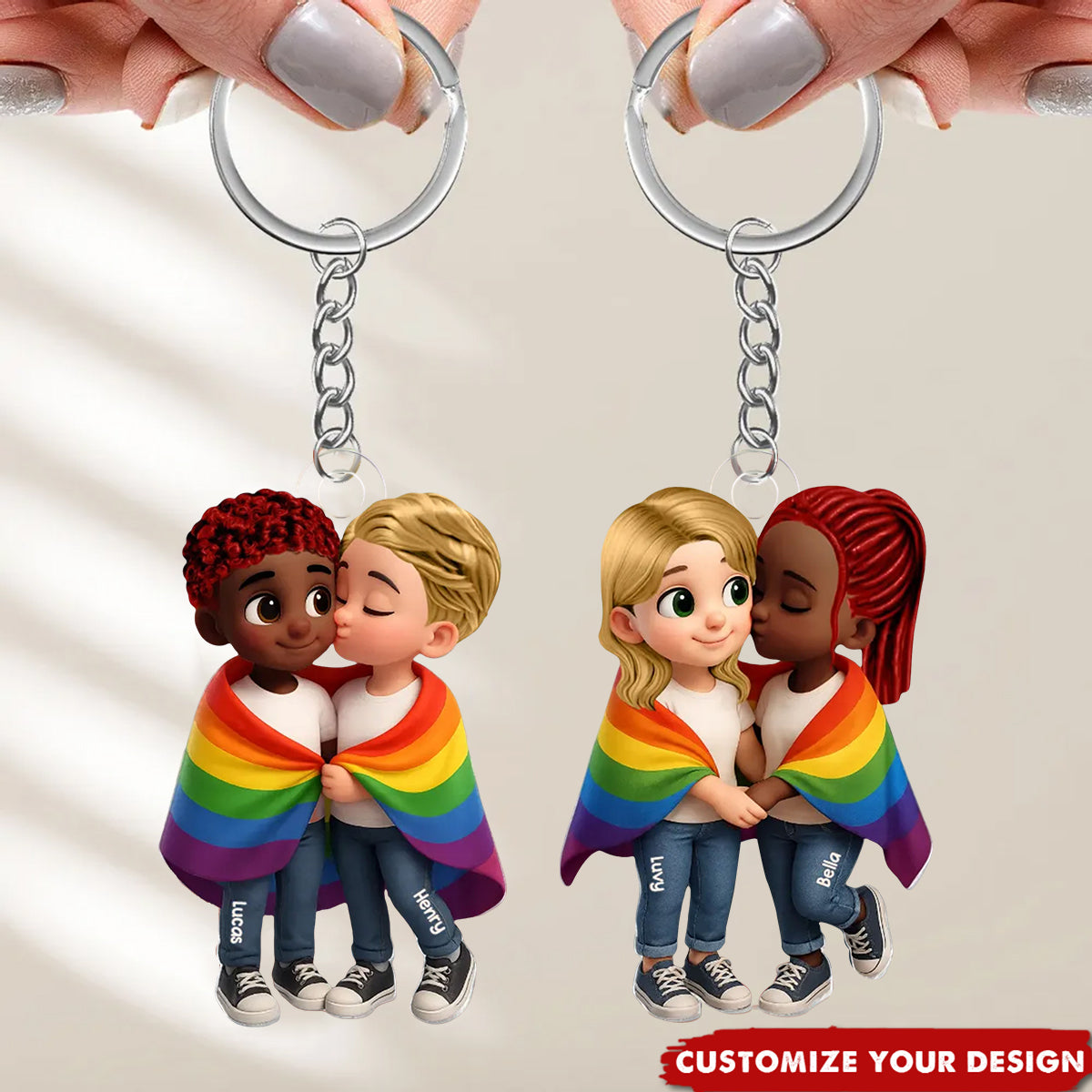 Pride Month LGBT Couple Love Is Love Personalized Acrylic Keychain