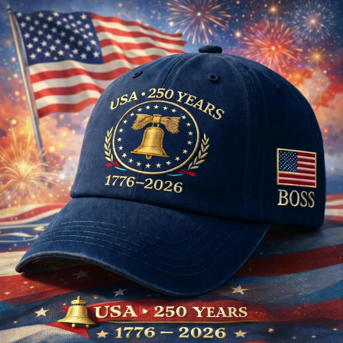 Custom Name United States 250th Anniversary Wash Cap