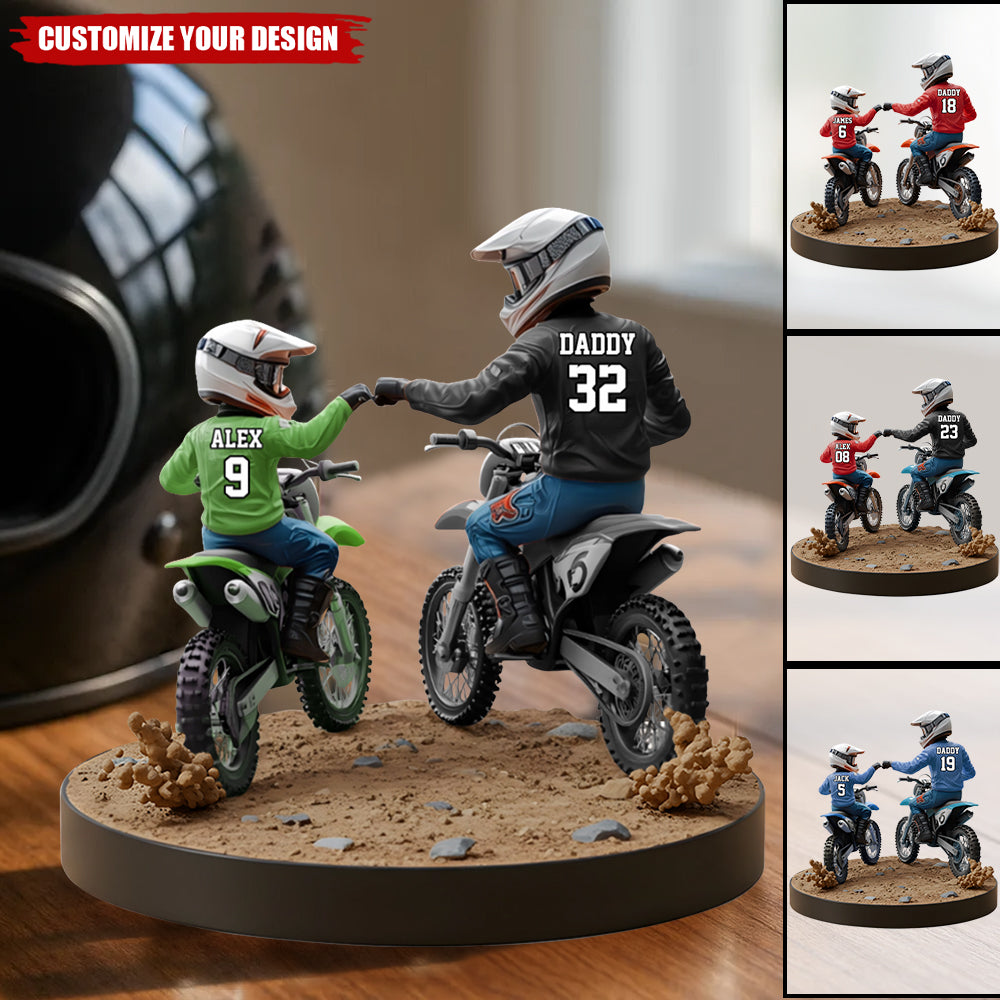 Dirt Bike Dad And Kid - Personalized Dirt Bike Custom Shaped Acrylic Plaque