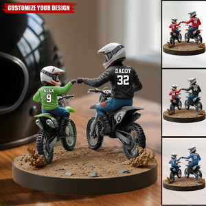 Dirt Bike Dad And Kid - Personalized Dirt Bike Custom Shaped Acrylic Plaque
