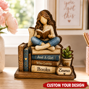 Personalized Girl Reading Wooden Plaque,Gift For Book Lovers