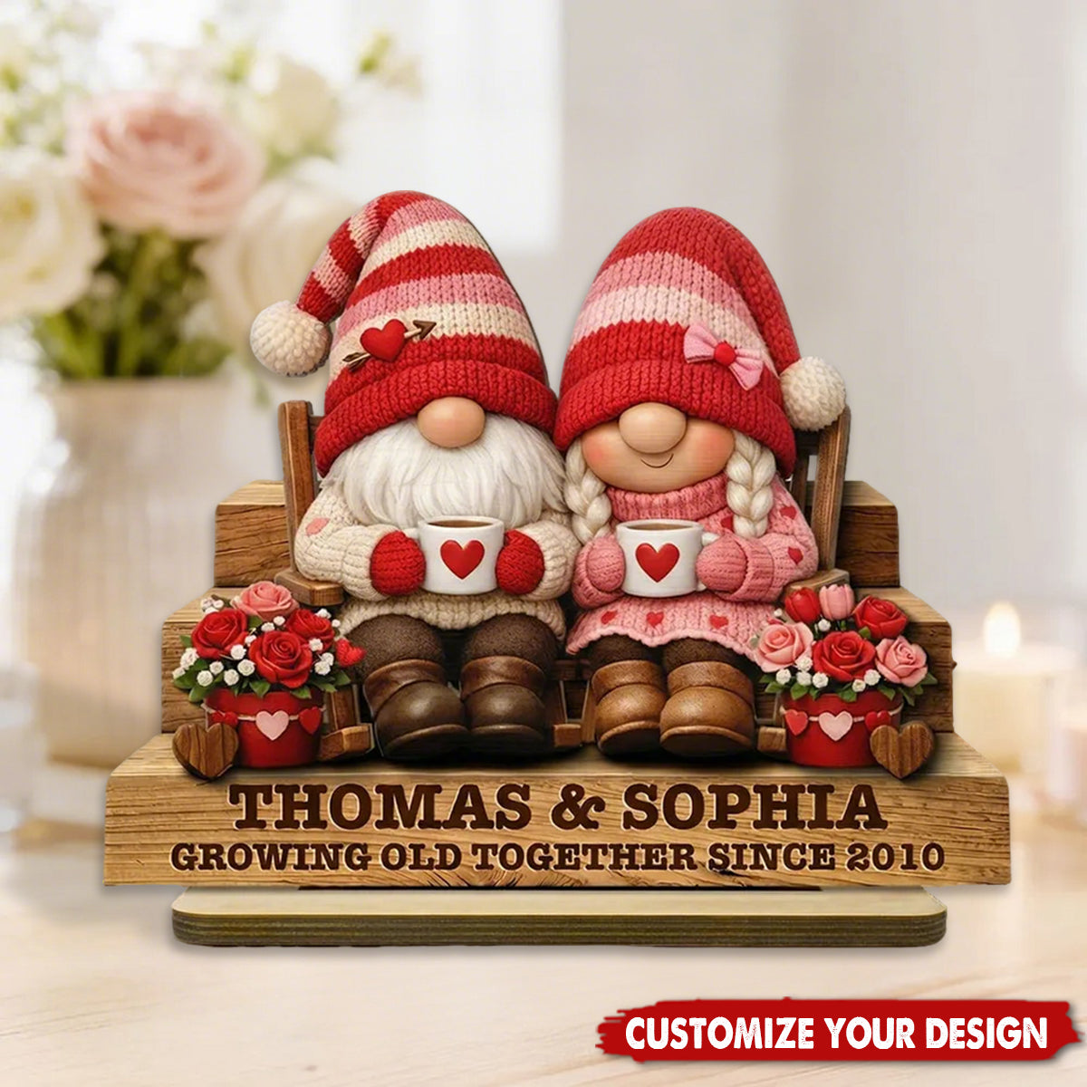 Everlasting Love Valentine Couple - Personalized Wooden Plaque