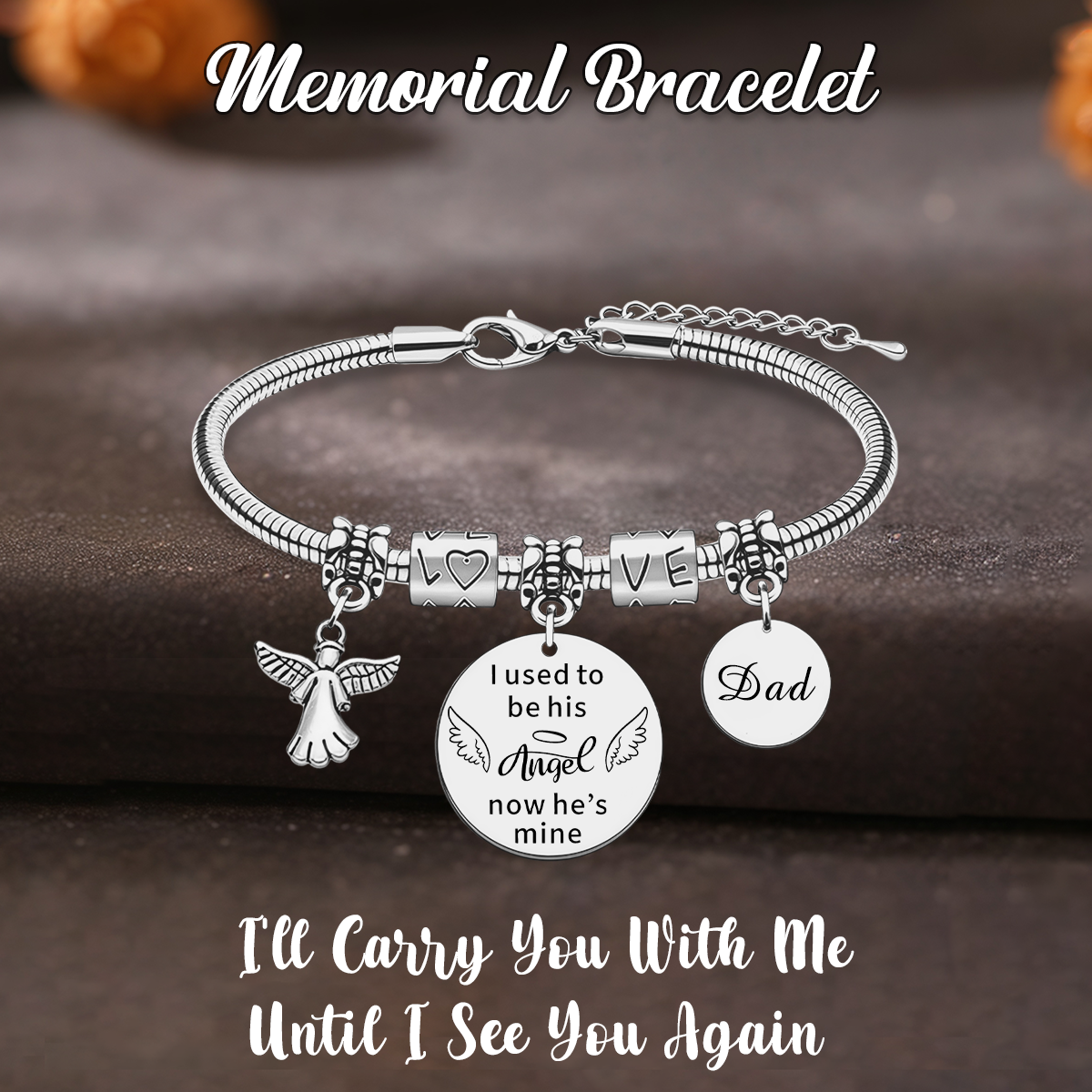 Always With Me, Personalized Angel Memorial Bracelet