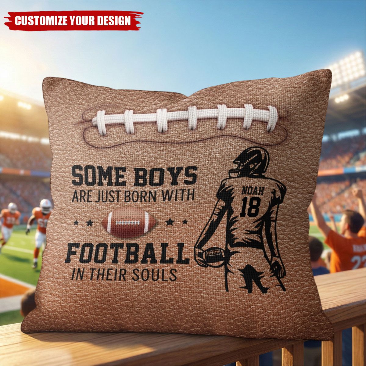 Born With Football In Their Souls - Personalized Pillowcase